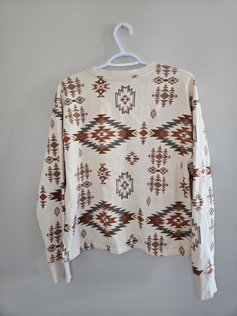 Lucky Brand cream southwestern sweatshirt with brown & rust print, medium, new - Picture 3 of 5